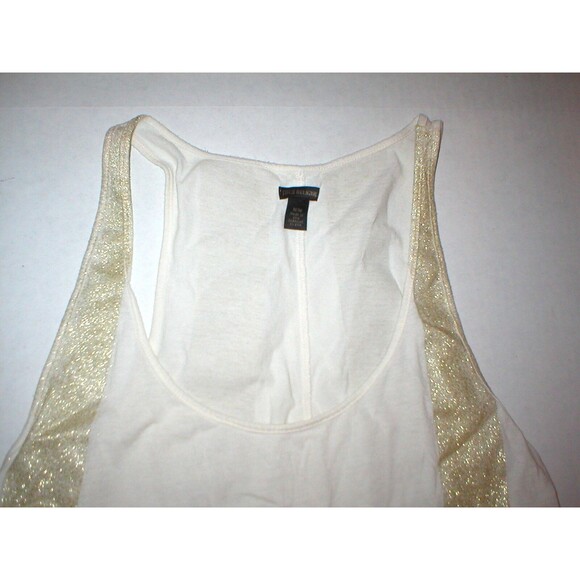New Womens Designer True Religion Gold Metallic Beige M Tank Top Tunic Soft Moda - Picture 2 of 6
